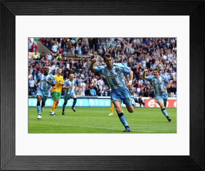 Framed Print : Coventry City's Elliot Ward Celebrates Penalty Goal Against Norwich City in Coca-Cola Football Championship (09-08-2008)