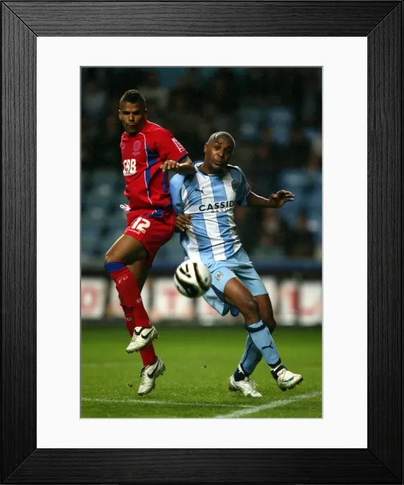 Framed Print : Clinton Morrison vs. Dean Howell: Intense Rivalry in Coventry City's Carling Cup Clash vs. Aldershot Town (13-08-2008)