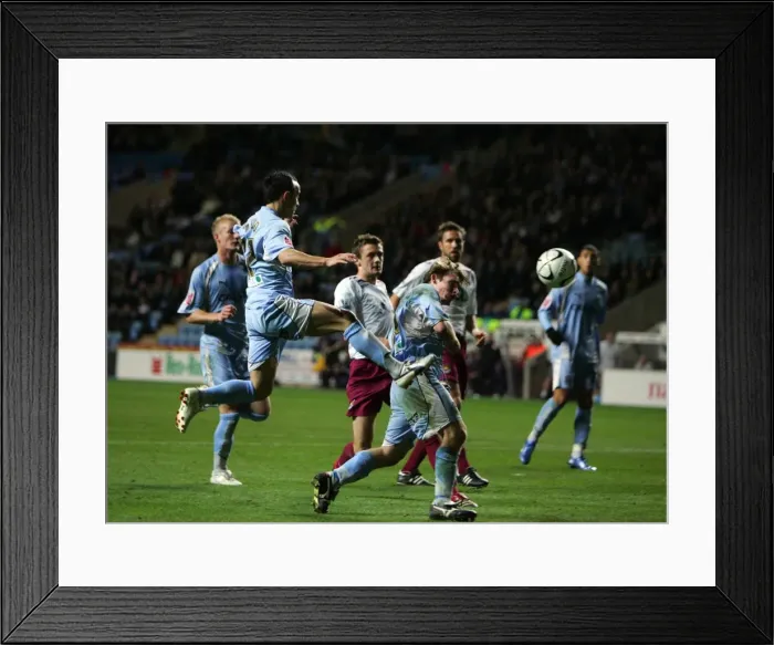 Framed Print : Coventry City FC vs West Ham United: Jay Tabb Scores the Opener in Carling Cup Fourth Round at Ricoh Arena Framed Print : Coventry City FC vs West Ham United: Jay Tabb Scores the Opener in Carling Cup Fourth Round at Ricoh Arena