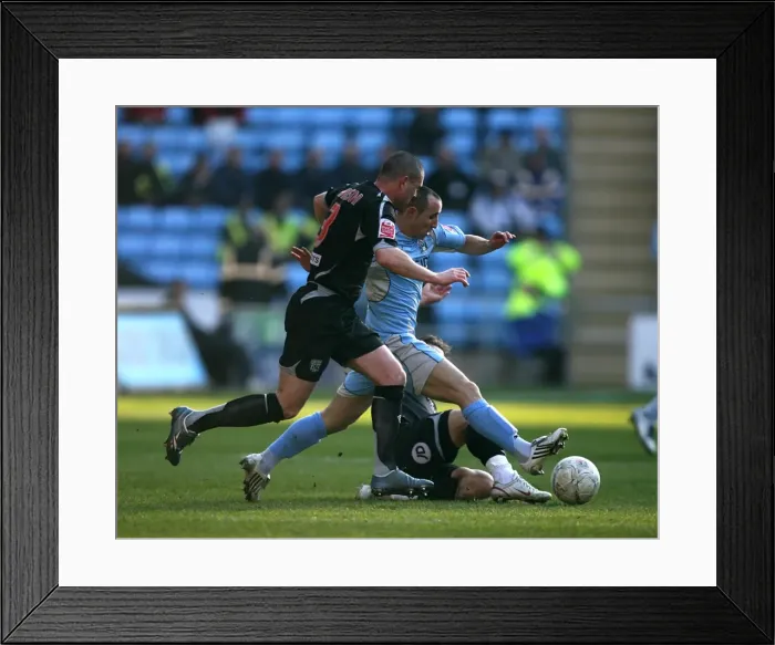 Framed Print : Coventry City vs. West Bromwich Albion: FA Cup Fifth Round Clash - Michael Mifsud Fights for Possession Framed Print : Coventry City vs. West Bromwich Albion: FA Cup Fifth Round Clash - Michael Mifsud Fights for Possession