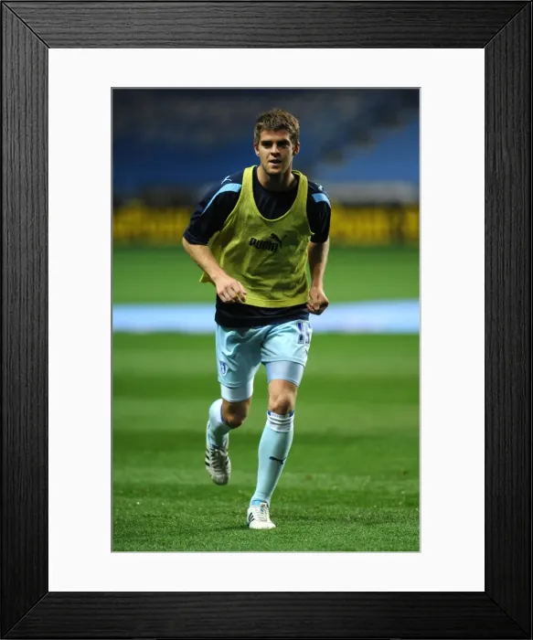 Framed Print : Coventry City FC: Martin Cranie's Pre-Match Focus at Ricoh Arena vs Blackpool (Npower Championship, 27-09-2011)