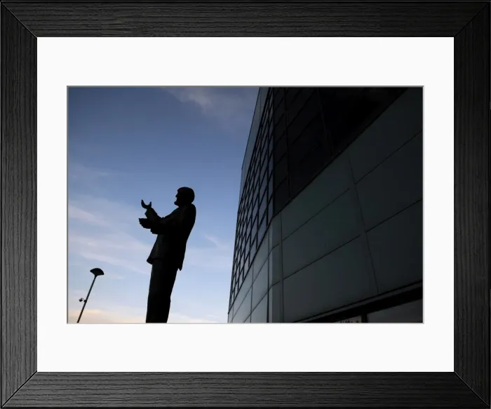 Framed Print : Glory's Silhouette: Jimmy Hill Statue at Coventry City vs Blackpool in Npower Championship Framed Print : Glory's Silhouette: Jimmy Hill Statue at Coventry City vs Blackpool in Npower Championship