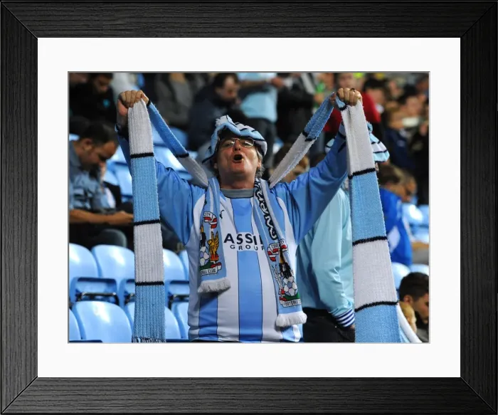 Framed Print : Coventry City FC: Passionate Fan Support at Ricoh Arena vs Blackpool (Npower Championship, 2011)