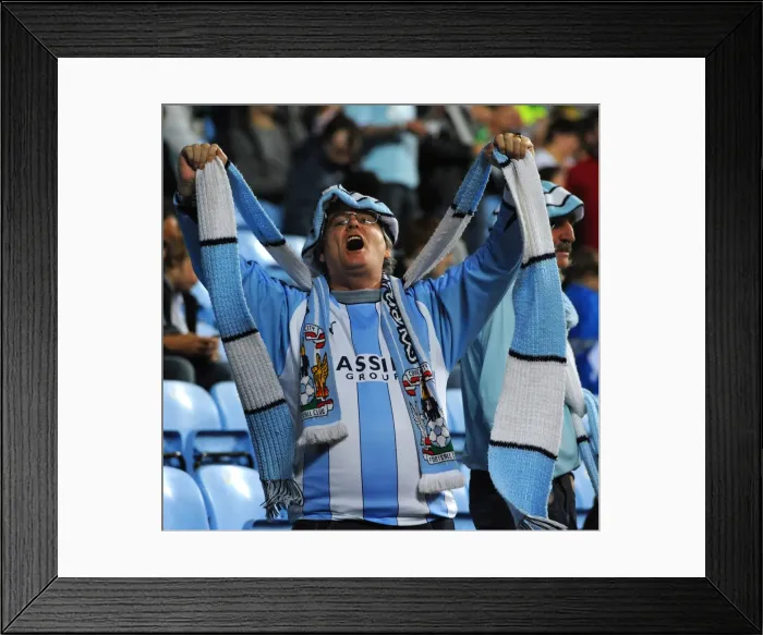 Framed Print : Coventry City FC: Passionate Fan Support in Npower Championship Match vs. Blackpool (27-09-2011, Ricoh Arena) Framed Print : Coventry City FC: Passionate Fan Support in Npower Championship Match vs. Blackpool (27-09-2011, Ricoh Arena)