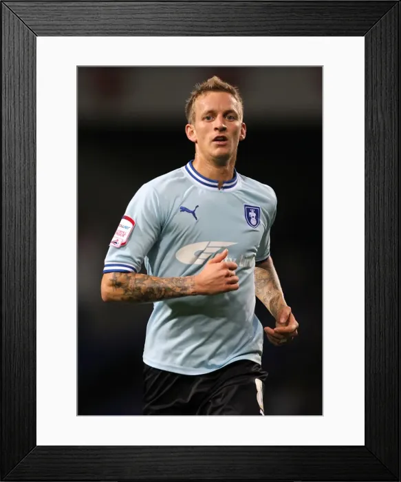 Framed Print : Championship Showdown: Coventry City vs Derby County - Carl Baker's Epic Battle (Sept 19, 2011): A Memorable Moment of Brilliance