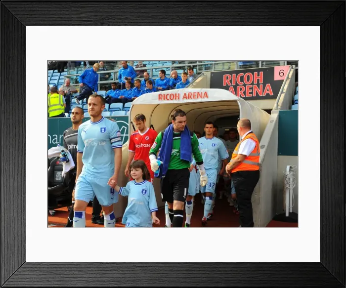 Framed Print : Sammy Clingan and Coventry City Kick-Off Against Reading in Championship Match (24-09-2011, Ricoh Arena) Framed Print : Sammy Clingan and Coventry City Kick-Off Against Reading in Championship Match (24-09-2011, Ricoh Arena)
