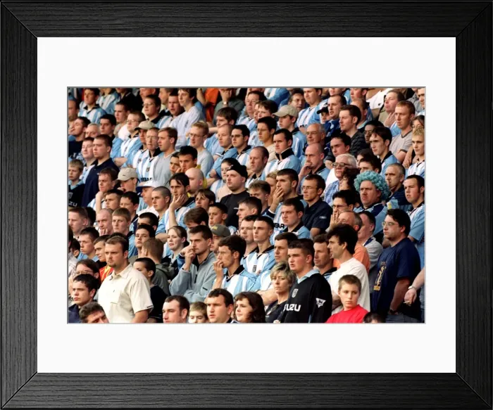 Framed Print : Coventry City FC: Fans Disappointment as Team Struggles Against West Ham United in FA Carling Premiership Framed Print : Coventry City FC: Fans Disappointment as Team Struggles Against West Ham United in FA Carling Premiership