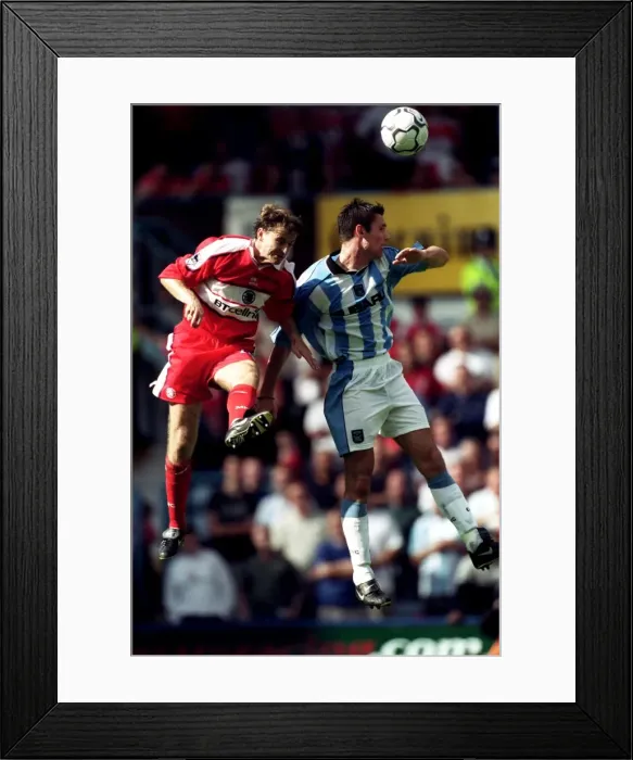 Framed Print : Clash at the Coventry Stadium: Coventry City vs Middlesbrough - Cedric Roussel vs Colin Cooper (2000) Framed Print : Clash at the Coventry Stadium: Coventry City vs Middlesbrough - Cedric Roussel vs Colin Cooper (2000)