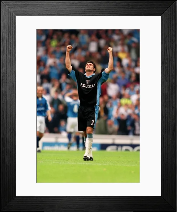 Framed Print : Coventry City's Marc Edworthy Celebrates Premiership Victory Over Manchester City (26-08-2000) Framed Print : Coventry City's Marc Edworthy Celebrates Premiership Victory Over Manchester City (26-08-2000)