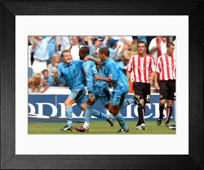 Framed Print : Coventry City's Stern John Celebrates Goal Against Sunderland in Championship Match (06-08-2006), Ricoh Arena Framed Print : Coventry City's Stern John Celebrates Goal Against Sunderland in Championship Match (06-08-2006), Ricoh Arena