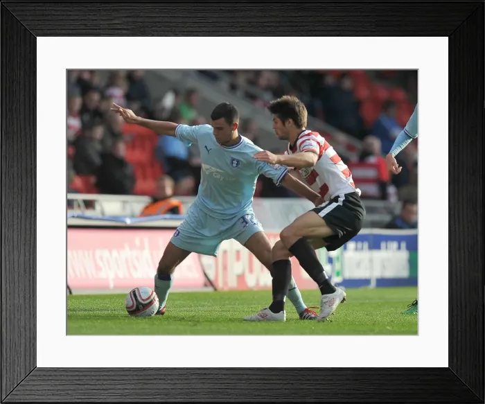 Framed Print : Battle for the Ball: Thomas vs. Friend in Coventry City's Championship Showdown Framed Print : Battle for the Ball: Thomas vs. Friend in Coventry City's Championship Showdown