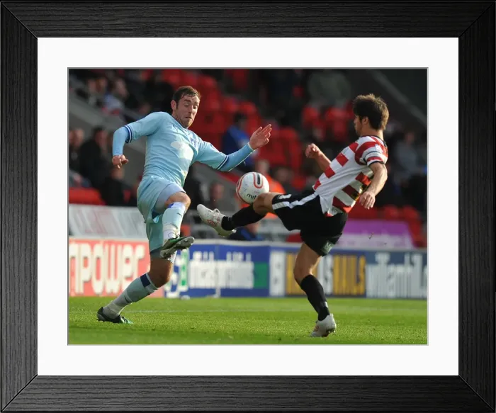 Framed Print : Battle for the Ball: Coventry City vs. Doncaster Rovers in Championship Clash Framed Print : Battle for the Ball: Coventry City vs. Doncaster Rovers in Championship Clash