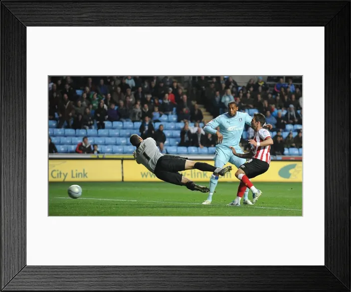 Framed Print : Clive Platt Scores Coventry City's Second Goal vs. Southampton (Npower Championship, 05-11-2011, Ricoh Arena) Framed Print : Clive Platt Scores Coventry City's Second Goal vs. Southampton (Npower Championship, 05-11-2011, Ricoh Arena)