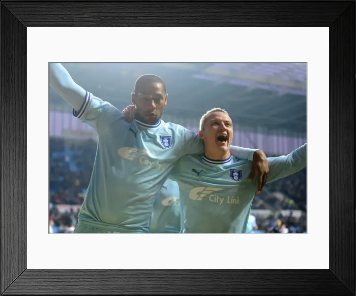 Framed Print : Coventry City FC: Clive Platt and Gary McSheffrey's Jubilant Moment after Scoring Second Goal vs Southampton (Npower Championship, 05-11-2011) Framed Print : Coventry City FC: Clive Platt and Gary McSheffrey's Jubilant Moment after Scoring Second Goal vs Southampton (Npower Championship, 05-11-2011)