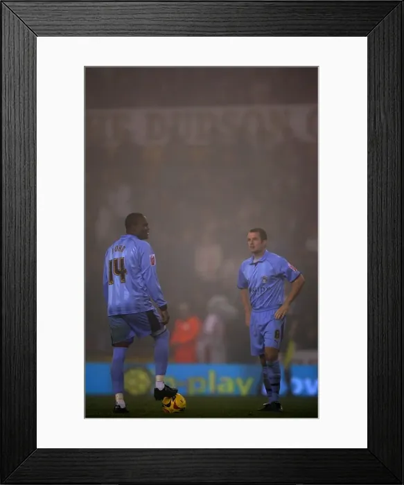 Framed Print : Foggy Face-off: Stern John and Michael Doyle Before the Kick-off (Coventry City vs Stoke City, 2006) Framed Print : Foggy Face-off: Stern John and Michael Doyle Before the Kick-off (Coventry City vs Stoke City, 2006)