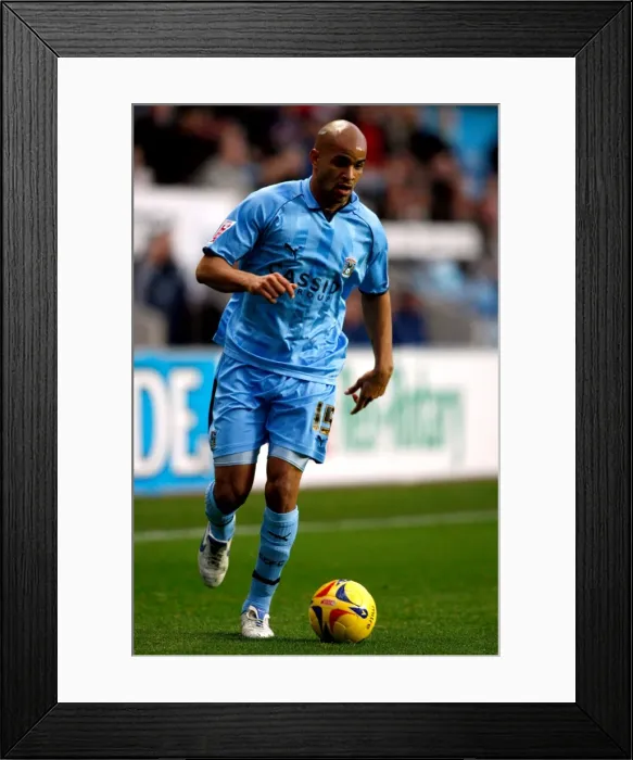 Framed Print : Leon McKenzie's Strike: Coventry City vs Burnley at Ricoh Arena (December 9, 2006) Framed Print : Leon McKenzie's Strike: Coventry City vs Burnley at Ricoh Arena (December 9, 2006)