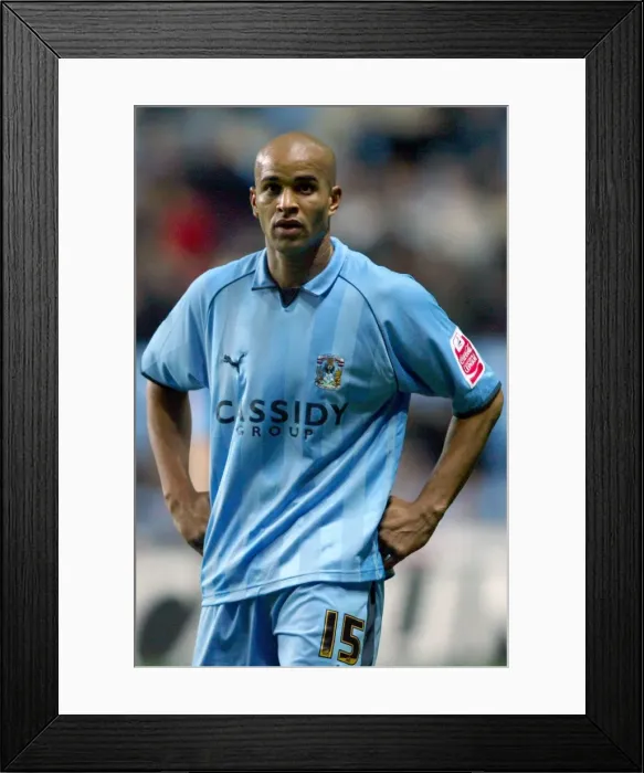 Framed Print : Leon McKenzie's Strike: Coventry City vs Colchester United (October 23, 2006) - Ricoh Arena Framed Print : Leon McKenzie's Strike: Coventry City vs Colchester United (October 23, 2006) - Ricoh Arena