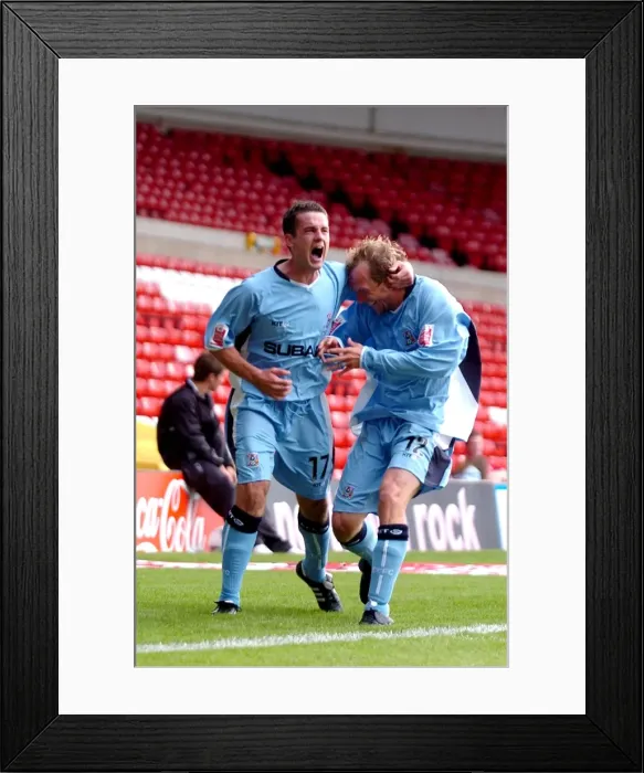 Framed Print : Coventry City's Double Delight: Andy Morrell Scores the Second Goal in the 28-08-2004 Victory at Nottingham Forest Framed Print : Coventry City's Double Delight: Andy Morrell Scores the Second Goal in the 28-08-2004 Victory at Nottingham Forest