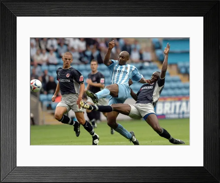 Framed Print : Intense Tackle: Dele Adebola vs Ibrahima Sonko, Coventry City vs Reading (September 10, 2005) Framed Print : Intense Tackle: Dele Adebola vs Ibrahima Sonko, Coventry City vs Reading (September 10, 2005)