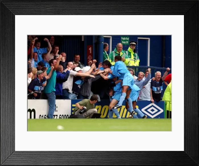 Framed Print : Lee Hughes Debut Goal: Coventry City Thrills Fans vs. Stockport County (August 11, 2001) Framed Print : Lee Hughes Debut Goal: Coventry City Thrills Fans vs. Stockport County (August 11, 2001)