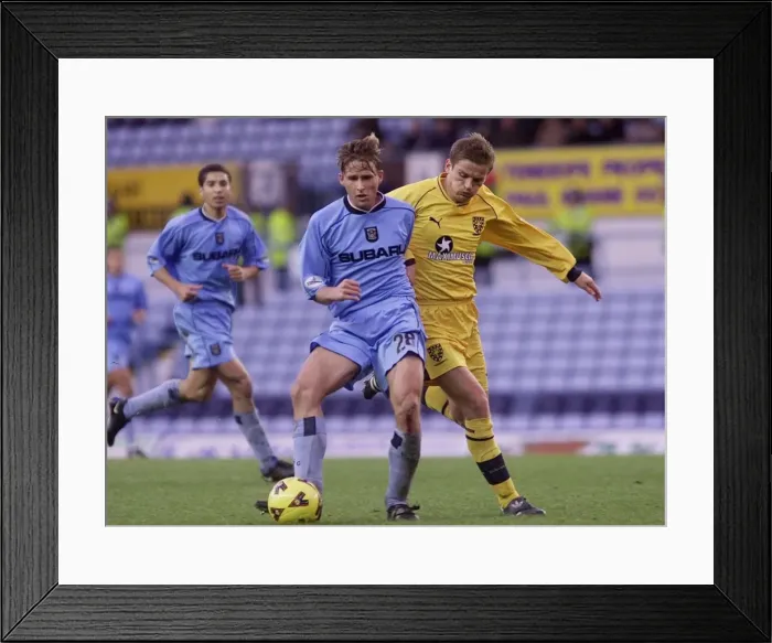 Framed Print : Delorge Under Pressure: Coventry City vs Wimbledon in Nationwide League Division One (01-12-2001) Framed Print : Delorge Under Pressure: Coventry City vs Wimbledon in Nationwide League Division One (01-12-2001)