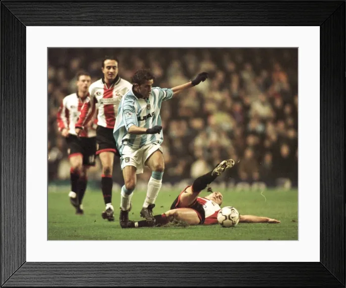 Framed Print : Moustapha Hadji Dodges Mark Draper's Tackle in Coventry City vs. Southampton FA Premiership Clash (22-12-2000, Highfield Road) Framed Print : Moustapha Hadji Dodges Mark Draper's Tackle in Coventry City vs. Southampton FA Premiership Clash (22-12-2000, Highfield Road)