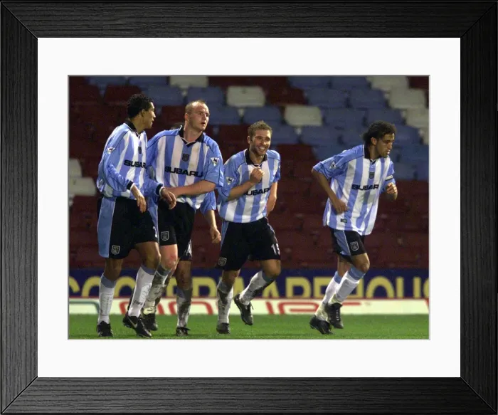Framed Print : Unforgettable Own-Goal Celebration: Coventry City's Euphoric Reaction to Christian Dailly's Score at Upton Park (FA Carling Premiership, 12-02-2001)