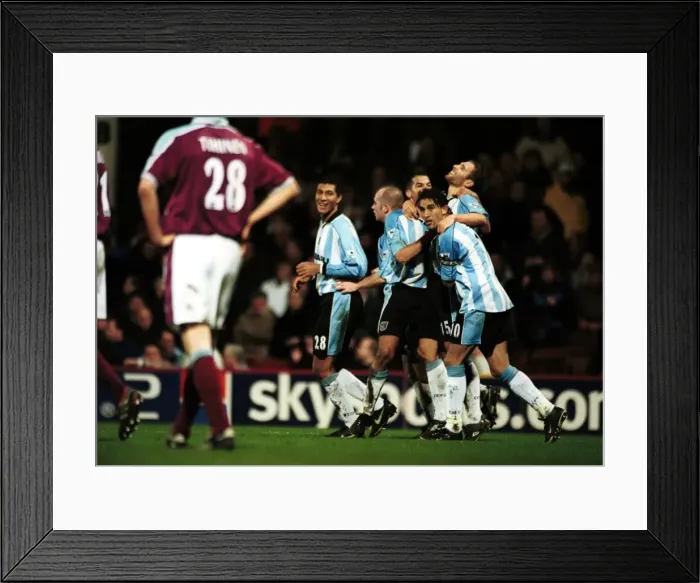 Framed Print : Last-Minute Drama: Coventry City's Thrilling Goal at Upton Park vs. West Ham (FA Carling Premiership, 2001) Framed Print : Last-Minute Drama: Coventry City's Thrilling Goal at Upton Park vs. West Ham (FA Carling Premiership, 2001)