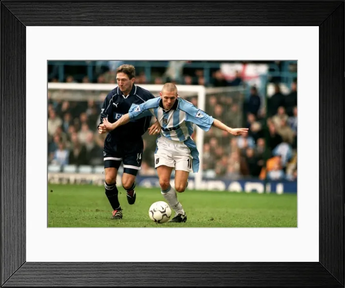 Framed Print : Clash of Stars: Bellamy vs. Gudjonsson in Coventry City's Battle against Derby County (31-03-2001) Framed Print : Clash of Stars: Bellamy vs. Gudjonsson in Coventry City's Battle against Derby County (31-03-2001)