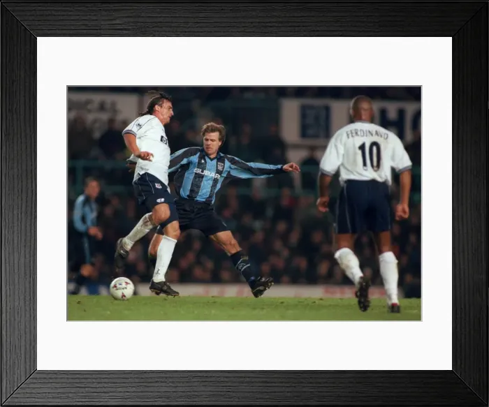 Framed Print : Nilsson vs. Ginola: A Classic Tackle in Coventry City vs. Tottenham FA Premiership Clash Framed Print : Nilsson vs. Ginola: A Classic Tackle in Coventry City vs. Tottenham FA Premiership Clash
