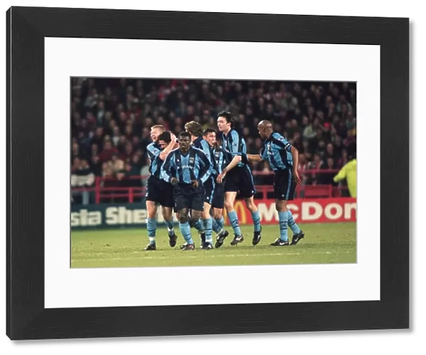 Paul Telfer Scores the Goal that Sent Coventry City to FA Cup Semi-Finals: Euphoric Celebration with Teammates