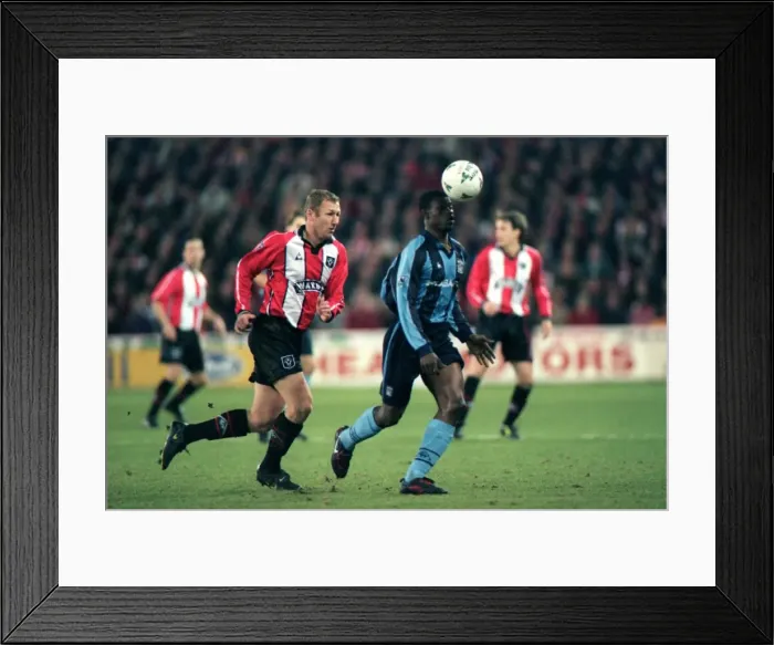 Framed Print : Intense Rivalry: Marker vs. Boateng - FA Cup Quarterfinal Replay Showdown (Sheffield United vs. Coventry City) Framed Print : Intense Rivalry: Marker vs. Boateng - FA Cup Quarterfinal Replay Showdown (Sheffield United vs. Coventry City)