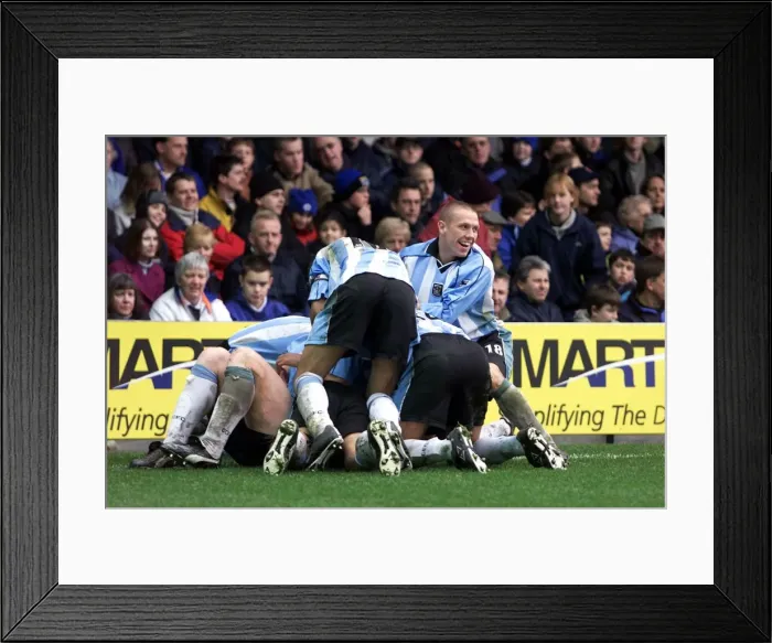 Framed Print : Coventry City's Glory: John Hartson's Hat-Trick Celebration vs. Leicester City (07-04-2001) Framed Print : Coventry City's Glory: John Hartson's Hat-Trick Celebration vs. Leicester City (07-04-2001)