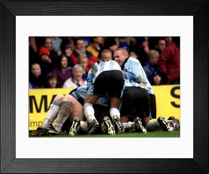 Framed Print : Coventry City's Glory Moment: John Hartson's Hat-Trick Celebration (07-04-2001 vs. Leicester City) Framed Print : Coventry City's Glory Moment: John Hartson's Hat-Trick Celebration (07-04-2001 vs. Leicester City)