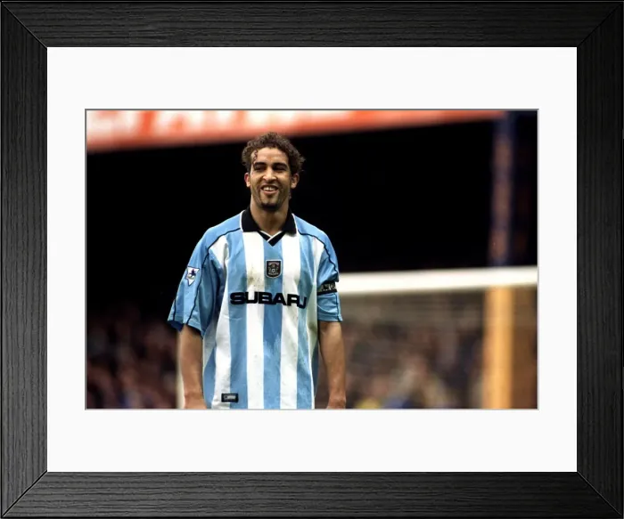 Framed Print : Determined Moustapha Hadji: Coventry City's Battle at Filbert Street vs. Leicester City (Premier League, 07-04-2001) Framed Print : Determined Moustapha Hadji: Coventry City's Battle at Filbert Street vs. Leicester City (Premier League, 07-04-2001)