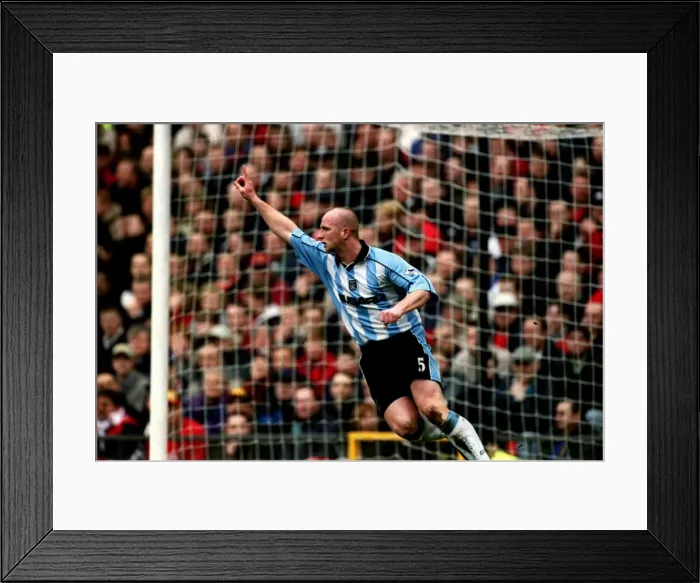 Framed Print : John Hartson's Stunner: Coventry City's Historic Goal Against Manchester United (April 14, 2001) Framed Print : John Hartson's Stunner: Coventry City's Historic Goal Against Manchester United (April 14, 2001)