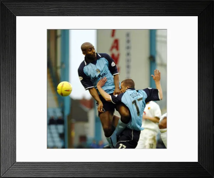 Framed Print : Clash at Highfield Road: Coventry vs. Watford - A Battle for the Ball (0-0, January 10, 2004) Framed Print : Clash at Highfield Road: Coventry vs. Watford - A Battle for the Ball (0-0, January 10, 2004)