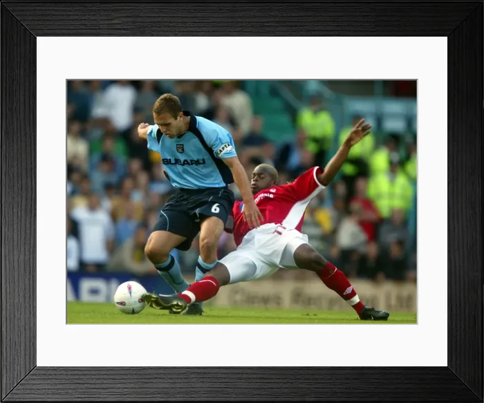 Framed Print : Clash at Coventry City Stadium: Eustace vs Harewood's Intense Battle (31-08-2002) Framed Print : Clash at Coventry City Stadium: Eustace vs Harewood's Intense Battle (31-08-2002)