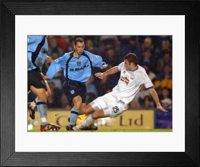 Framed Print : Intense Rivalry: Evatt vs. Partridge Tackle in Derby County vs. Coventry City (Nationwide League Division One, 2002) Framed Print : Intense Rivalry: Evatt vs. Partridge Tackle in Derby County vs. Coventry City (Nationwide League Division One, 2002)