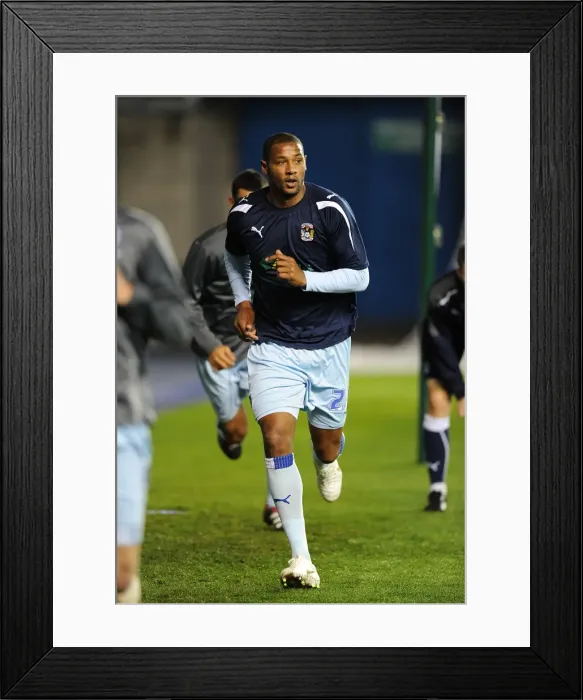 Framed Print : Clive Platt Scores for Coventry City at The Den against Millwall (1-11-2011) Framed Print : Clive Platt Scores for Coventry City at The Den against Millwall (1-11-2011)