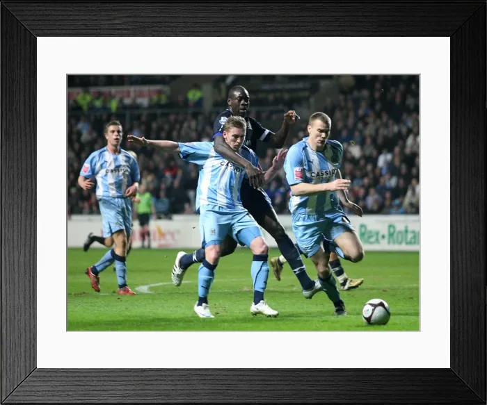 Framed Print : Intense Battle: Chris Samba vs. Ben Turner and Elliott Ward - Coventry City vs. Blackburn Rovers, FA Cup Fifth Round Replay Framed Print : Intense Battle: Chris Samba vs. Ben Turner and Elliott Ward - Coventry City vs. Blackburn Rovers, FA Cup Fifth Round Replay