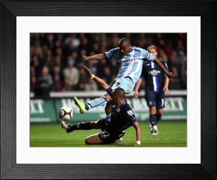 Framed Print : Clinton Morrison's FA Cup Fifth Round Shot Blocked by Danny Simpson (Coventry City vs. Blackburn Rovers, 2009) Framed Print : Clinton Morrison's FA Cup Fifth Round Shot Blocked by Danny Simpson (Coventry City vs. Blackburn Rovers, 2009)