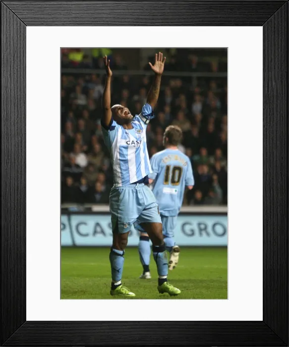Framed Print : Disappointment on Faces: Coventry City's Clinton Morrison Reacts to Missed FA Cup Chance vs. Blackburn Rovers (February 24, 2009) Framed Print : Disappointment on Faces: Coventry City's Clinton Morrison Reacts to Missed FA Cup Chance vs. Blackburn Rovers (February 24, 2009)