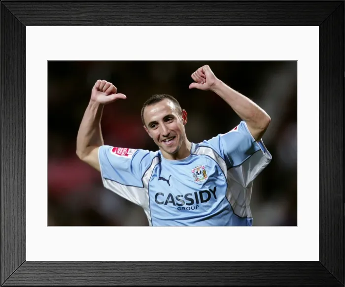 Framed Print : Michael Mifsud's Double Victory: Coventry City's Shocking Carling Cup Upset Against Manchester United (September 2007) Framed Print : Michael Mifsud's Double Victory: Coventry City's Shocking Carling Cup Upset Against Manchester United (September 2007)