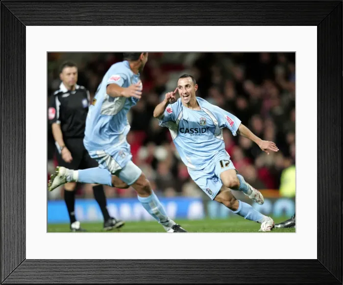 Framed Print : Michael Mifsud's Historic Double: Coventry City's Upset at Old Trafford in the Carling Cup (September 2007) Framed Print : Michael Mifsud's Historic Double: Coventry City's Upset at Old Trafford in the Carling Cup (September 2007)