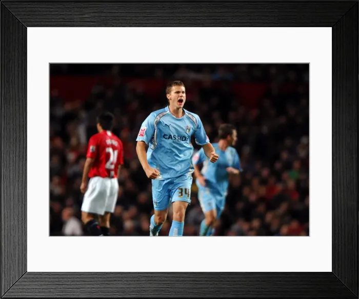 Framed Print : Ben Turner's Historic Goal: Coventry City Stuns Manchester United in Carling Cup Framed Print : Ben Turner's Historic Goal: Coventry City Stuns Manchester United in Carling Cup