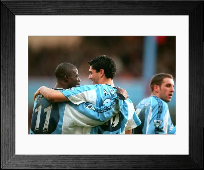 Framed Print : George Boateng's Stunner: Aston Villa's Unforgettable Celebration After Coventry City Goal (February 27, 1999 - FA Carling Premiership) Framed Print : George Boateng's Stunner: Aston Villa's Unforgettable Celebration After Coventry City Goal (February 27, 1999 - FA Carling Premiership)