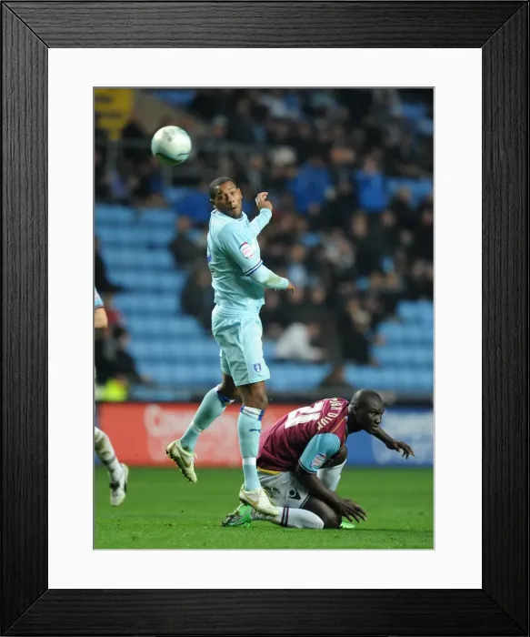 Framed Print : Clive Platt vs. West Ham United: Coventry City's Striker in Action at Ricoh Arena, Npower Championship (November 19, 2011)