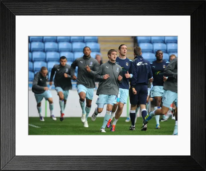 Framed Print : Pre-Match Warm-Up: Coventry City Players Gear Up Against West Ham United at Ricoh Arena (Npower Championship, 2011)