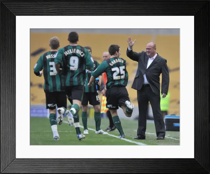 Framed Print : Andy Thorn and Gary Gardner: Celebrating Coventry City's First Goal in Npower Championship Match Against Brighton and Hove Albion Framed Print : Andy Thorn and Gary Gardner: Celebrating Coventry City's First Goal in Npower Championship Match Against Brighton and Hove Albion
